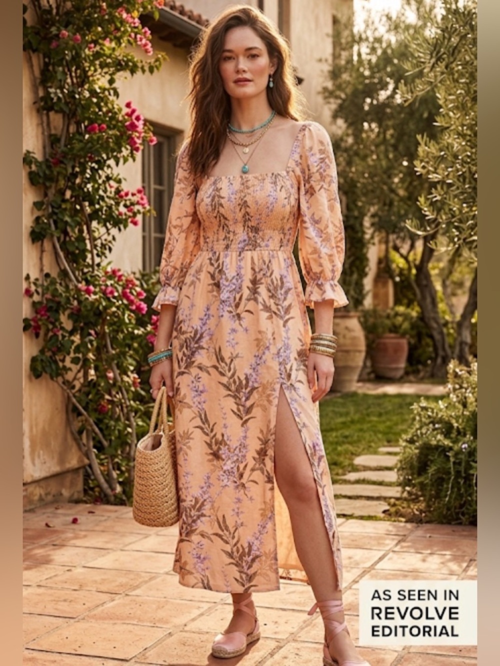 House of Harlow Smocked Linen Dress: NWT